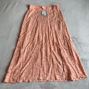 H&M Orange Floral Maxi Skirt